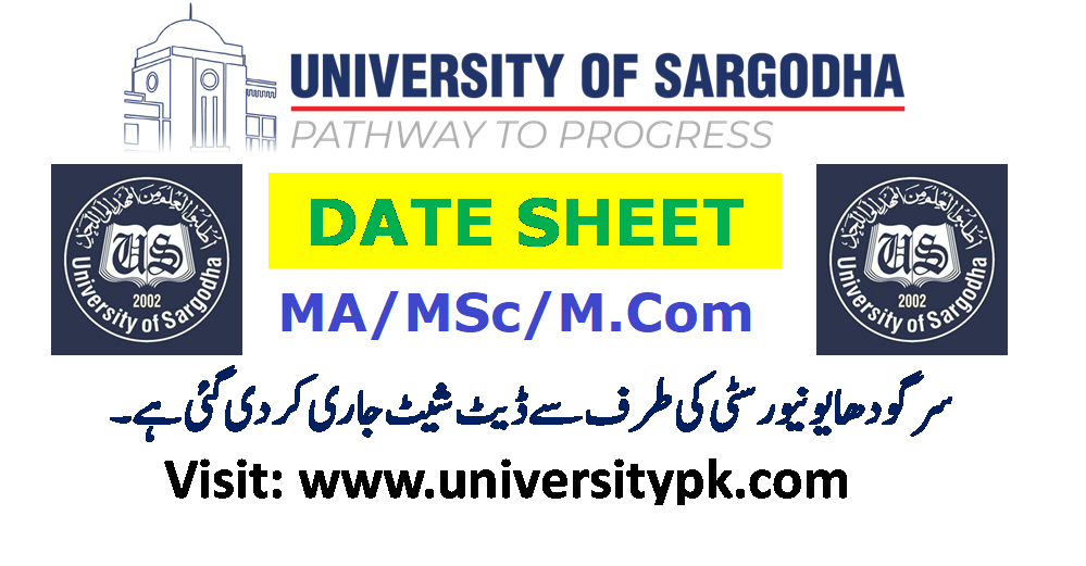 Date Sheet of MA / MSc/M.Com Part One/Two & Composite 1st Annual ...