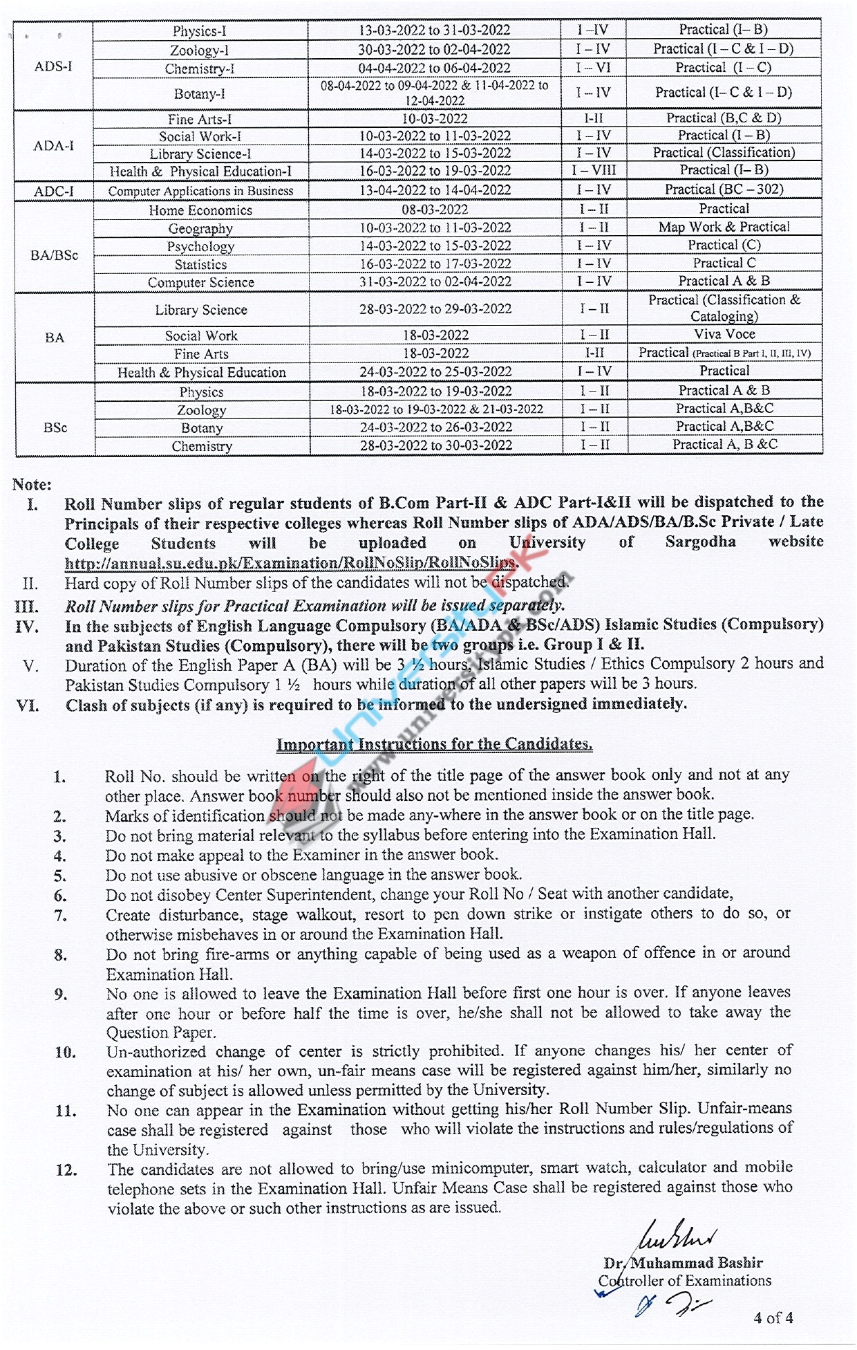 Date Sheet of supplementary Examinations, 2021_page0004